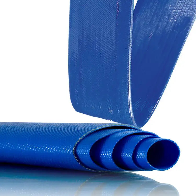 A quality medium duty blue PVC layflat hose, suited for water transfer applications at relatively low pressures - United Flexible